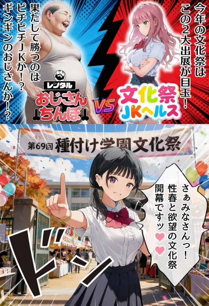 【大乱交】文化祭JKヘルス VS レンタルおじさんちんぽ