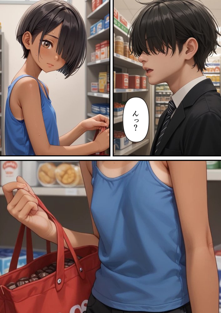 スーパーで万引きした少年が実は少女だったので【日焼け美少女】【パイパンロリ】 hitomiエロ漫画raw(同人誌)無料サンプル画像003