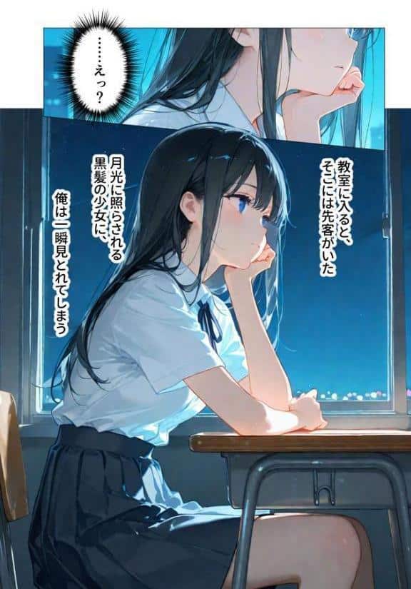 月の女神は僕だけに微笑む 第1話 〜眠らない教室で始まる僕らの関係〜 モザイク版