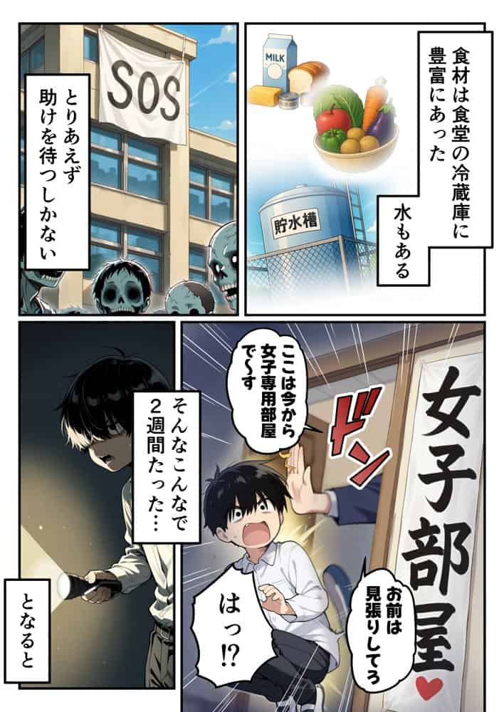 ゾンビに支配された学園で冴えない童貞のオタク君が少女たちの救世主になる話