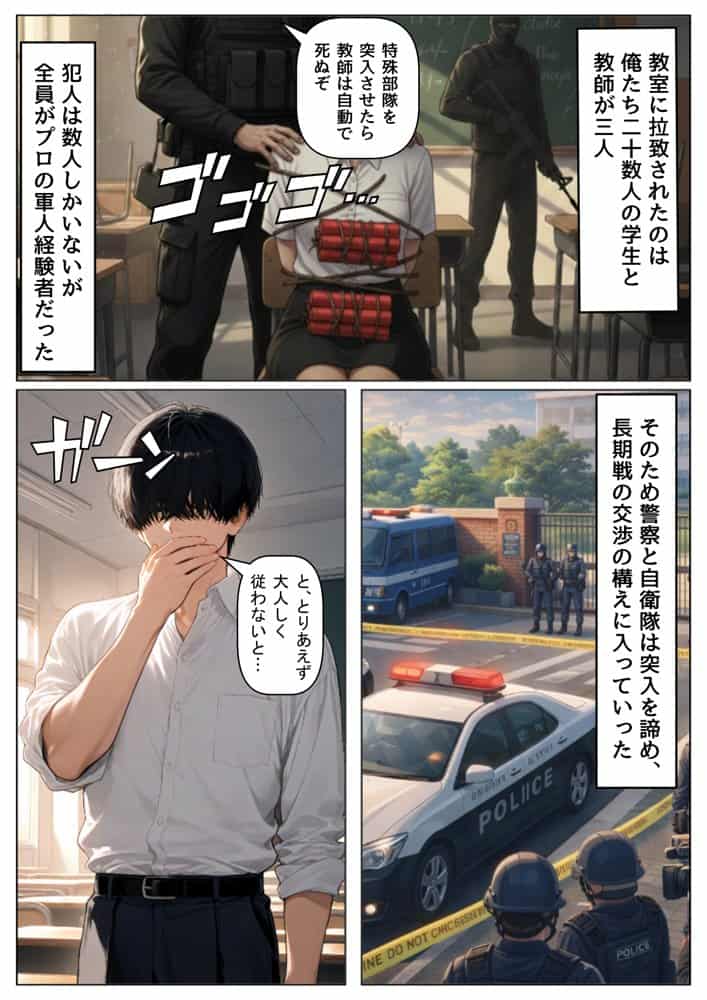 学校占拠したテロリストに、俺は片思い女子と、無理やりセックスさせられる hitomiエロ漫画raw(同人誌)無料サンプル画像002