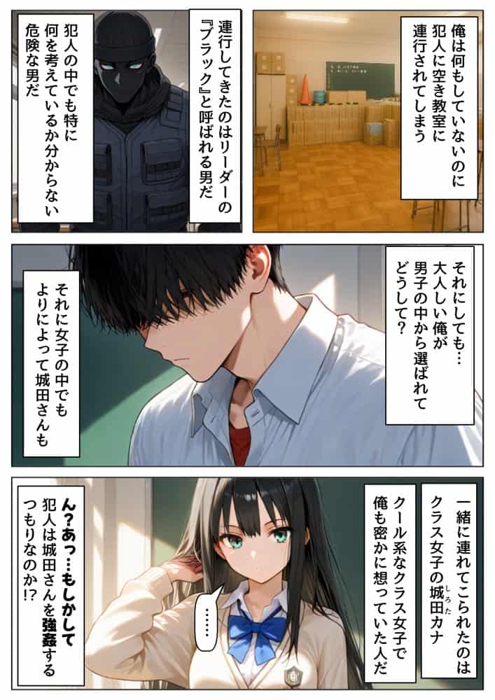 学校占拠したテロリストに、俺は片思い女子と、無理やりセックスさせられる hitomiエロ漫画raw(同人誌)無料サンプル画像004