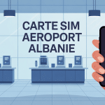 acheter carte sim albanie aéroport illustration terminal telecom