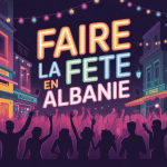 faire la fete en albanie rue festive neon