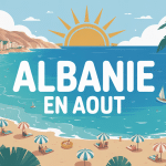 Vue panoramique partir en Albanie en août côte méditerranéenne