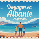 famille admirant paysage méditerranéen pour voyager en Albanie en famille