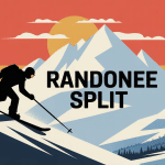 Snowboardeur randonnée split sur crête au lever du soleil