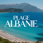 Vue panoramique albanie plage eaux turquoise