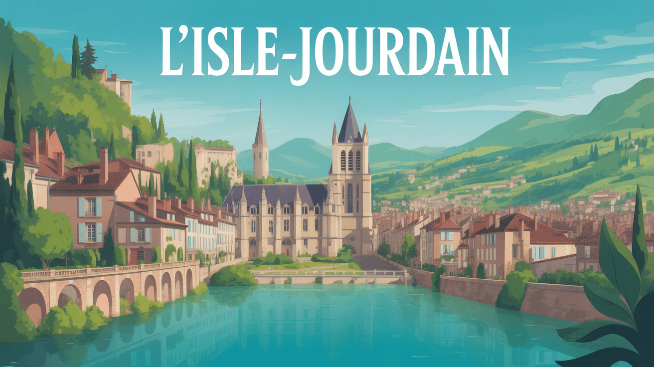 Vue panoramique bastide lac l isle jourdain