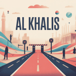 Illustration de Al Khalis avec routes, population et défis humanitaires