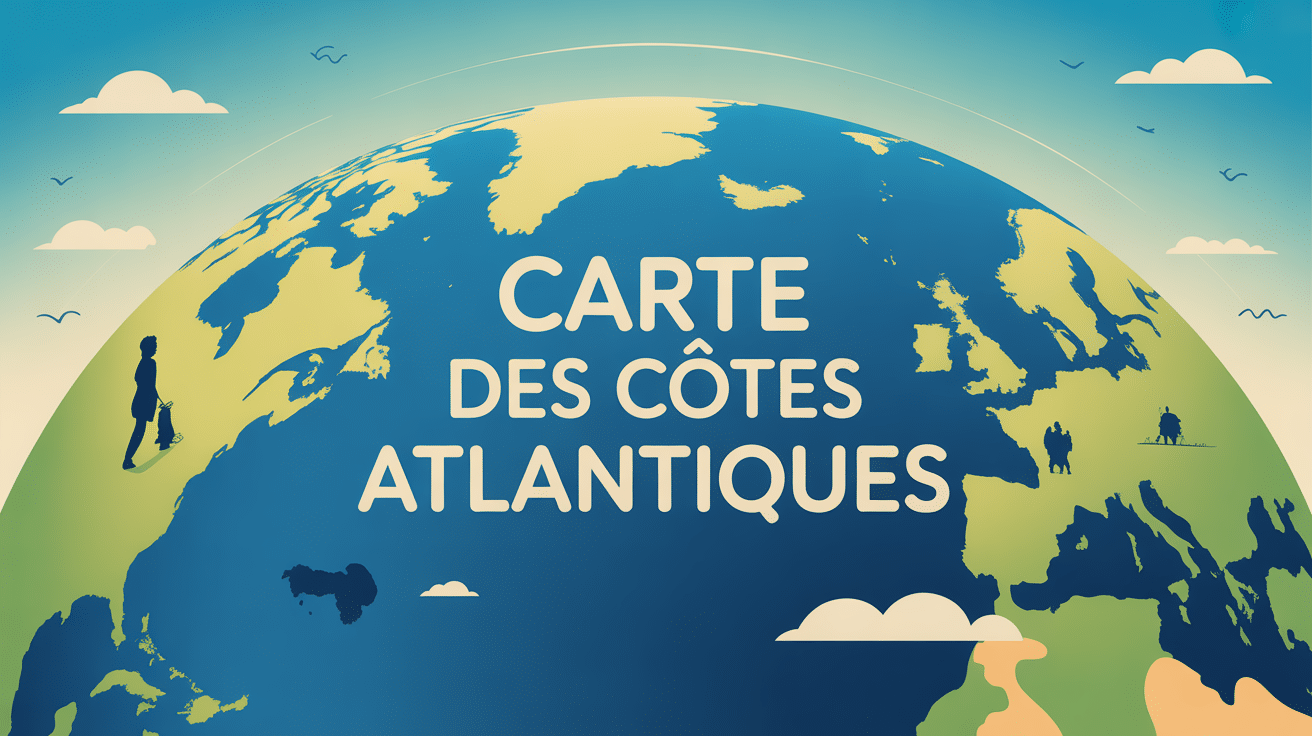 carte des cotes atlantique vue d'ensemble stylisée