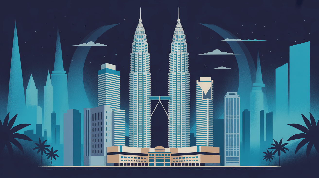 combien mesure la tour petronas illustration vectorielle nocturne
