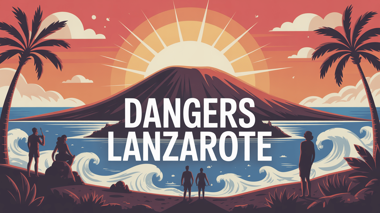 danger lanzarote illustration île volcanique mer agitée