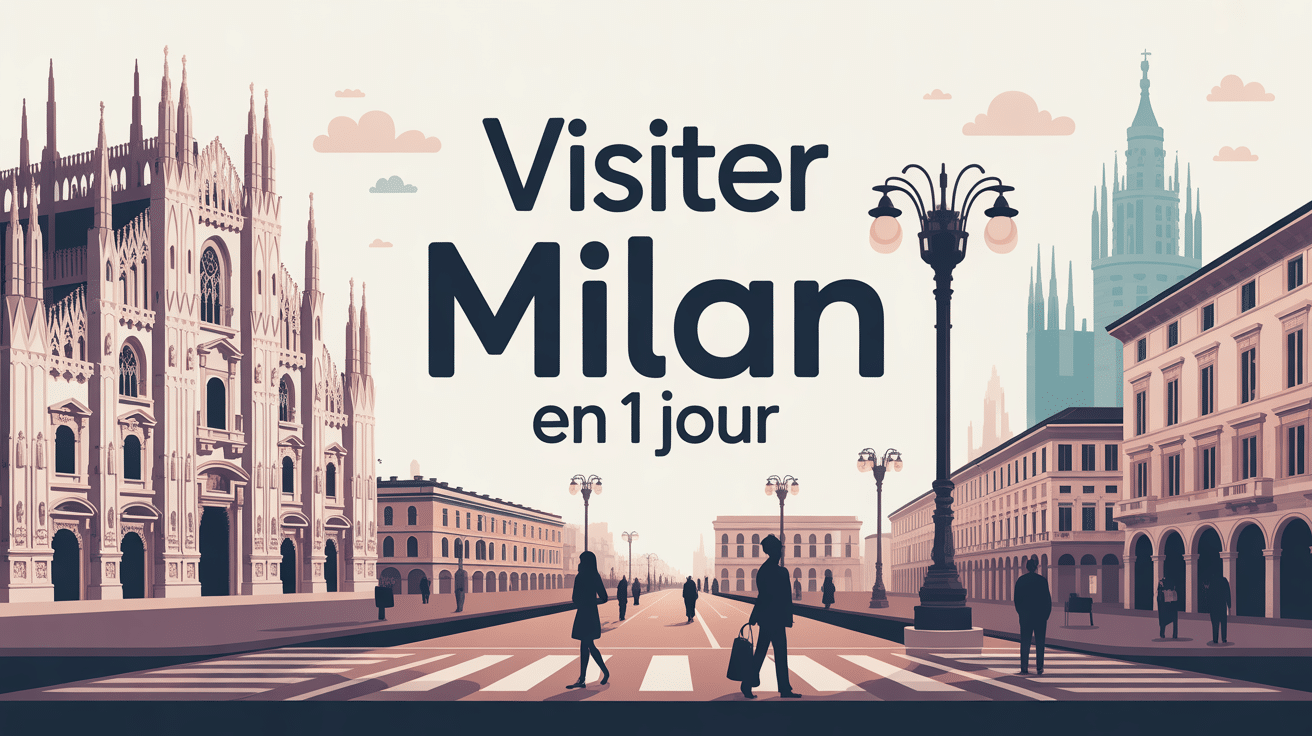 milan visite 1 jour illustration stylisée ville