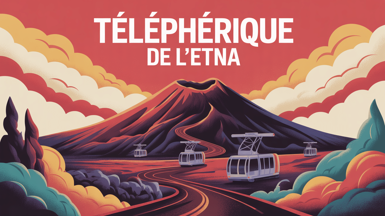 illustration téléphérique etna volcan sicilien