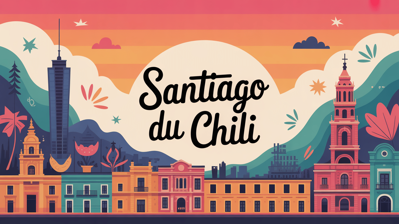 vue stylisée de chilean santiago et montagne