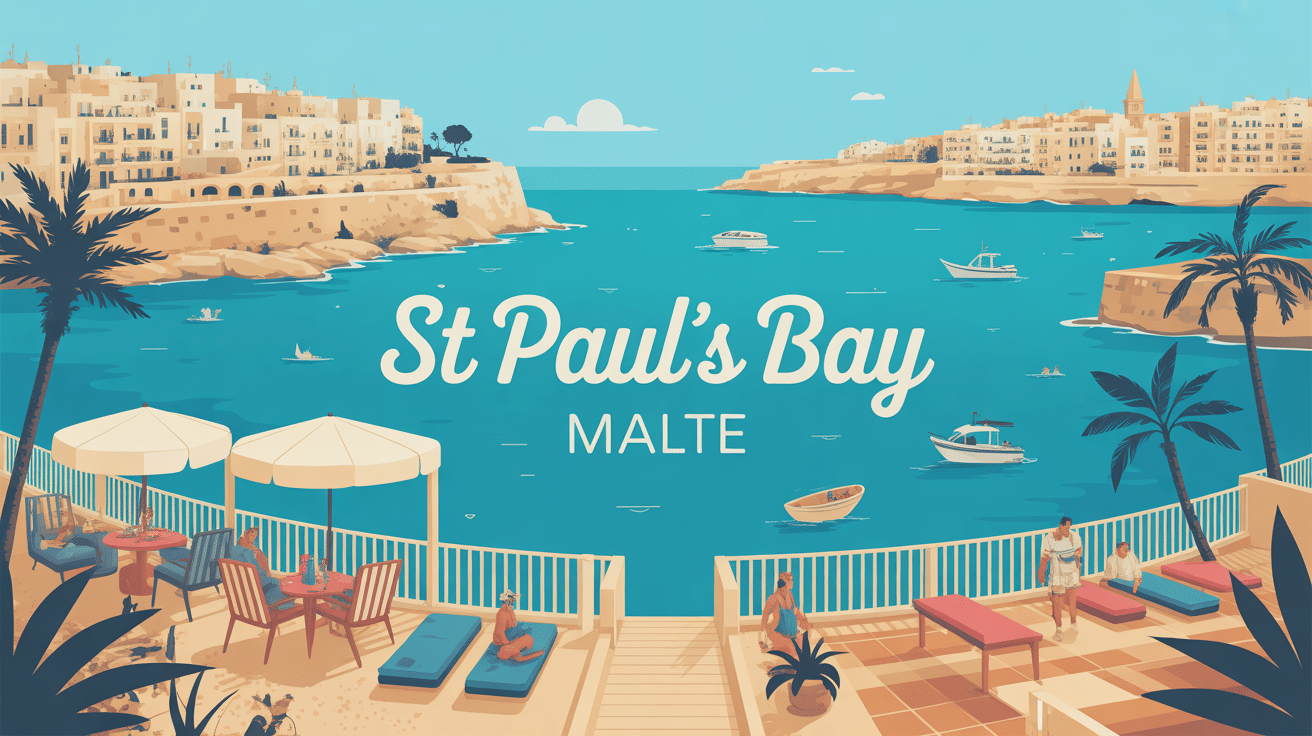 malta st paul's bay illustration ambiance balnéaire quartiers