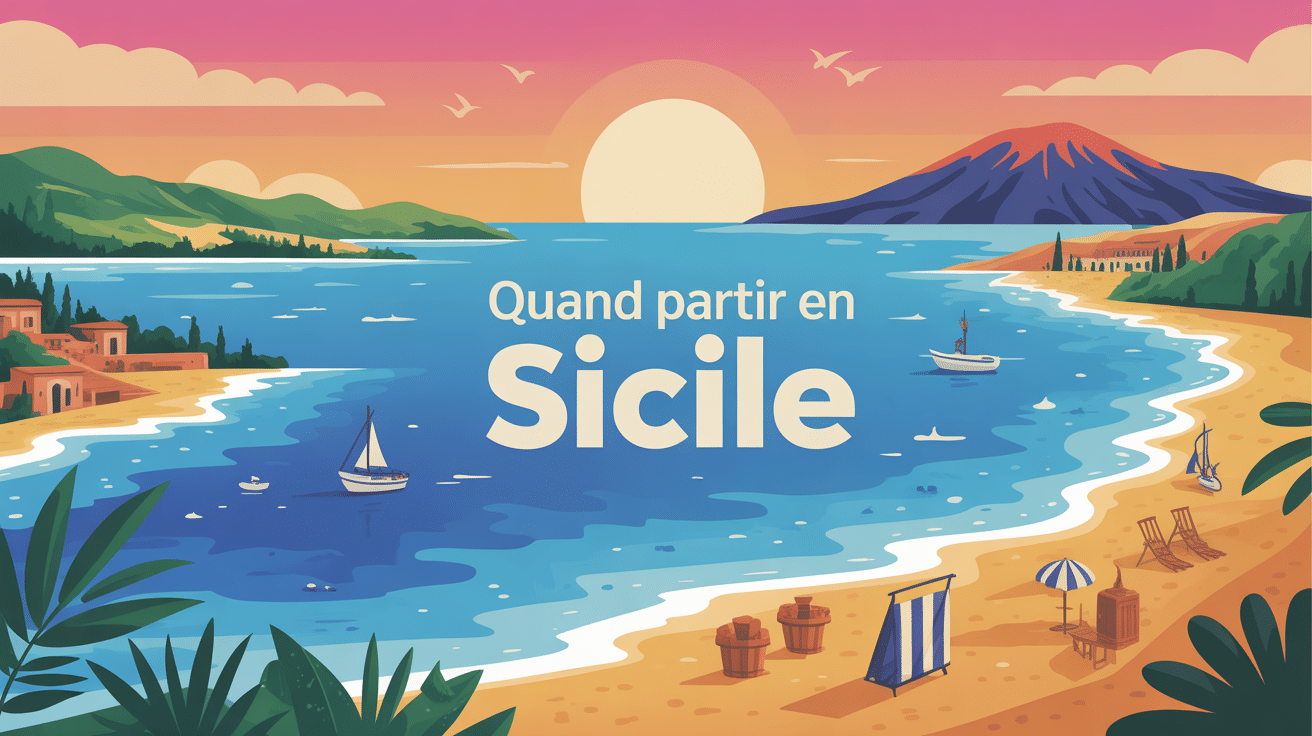 Image Sicile à différentes saisons avec plages, collines et volcan