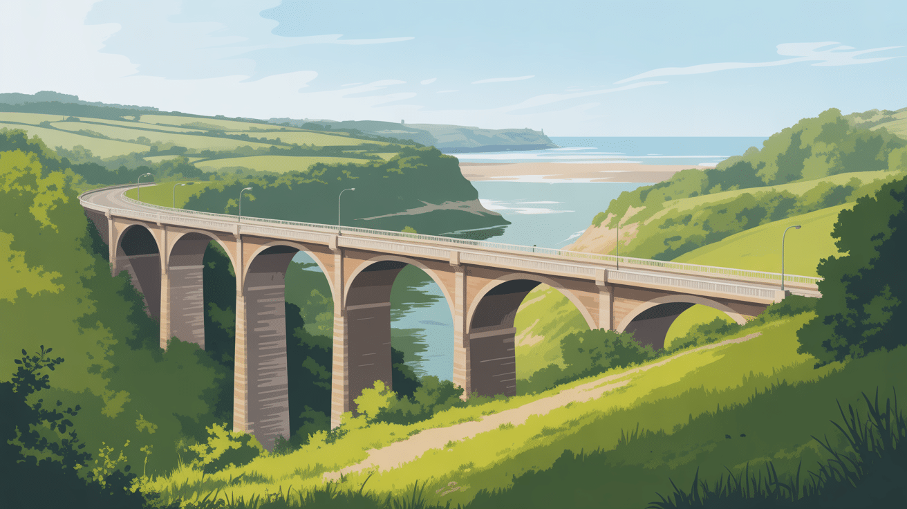 viaduc de fermanville traversant vallée verdoyante cotentin