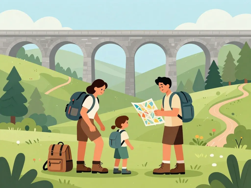 famille randonnée viaduc de pelussin préparation