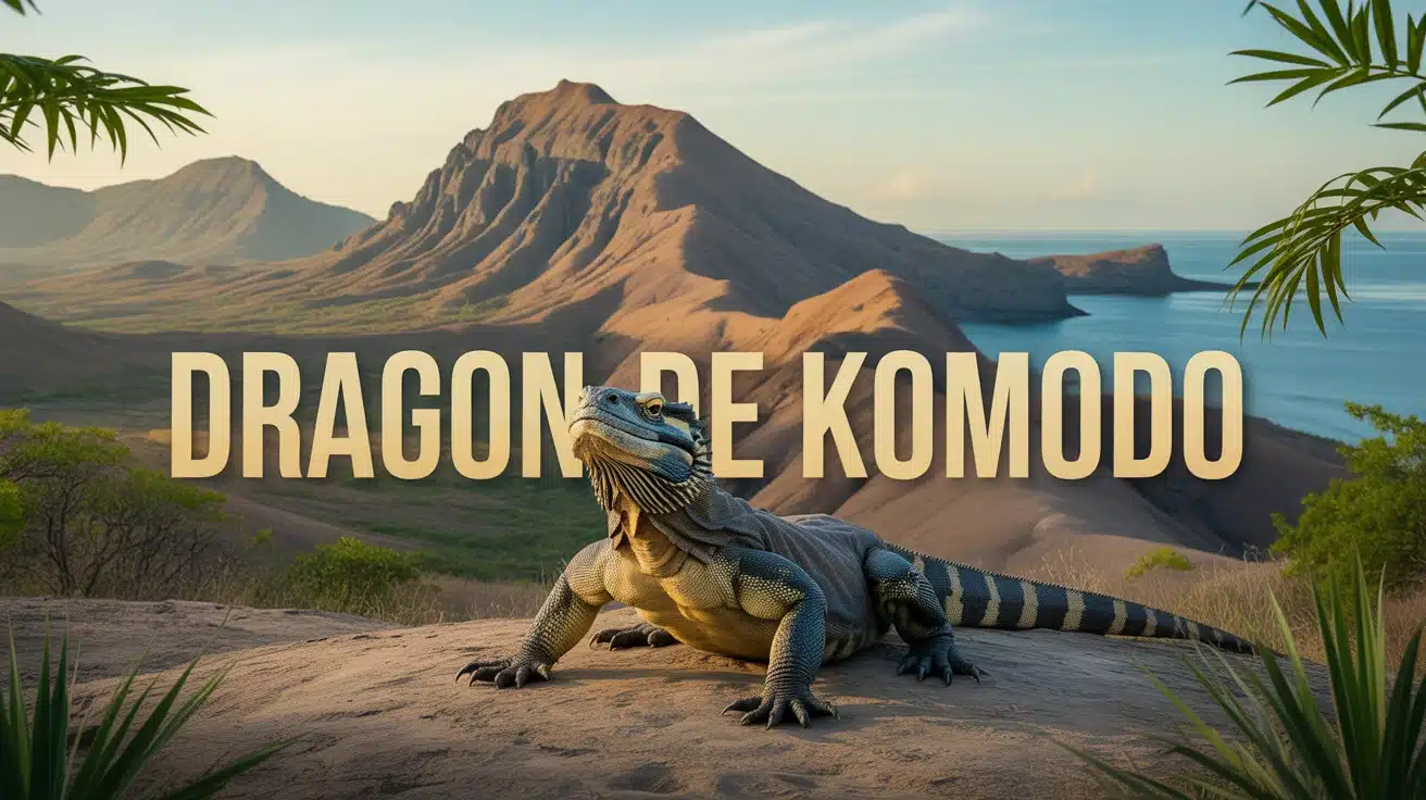 Illustration vectorielle d'un dragon de Komodo dans la savane