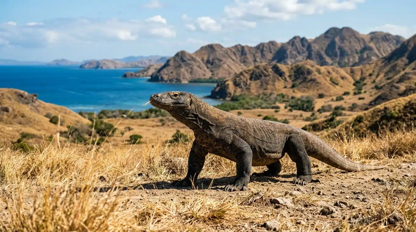 Un dragon de Komodo dans son habitat naturel sur l'île de Komodo