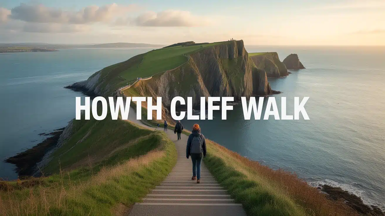 Illustration colorée du sentier Howth Cliff Walk avec falaises et mer