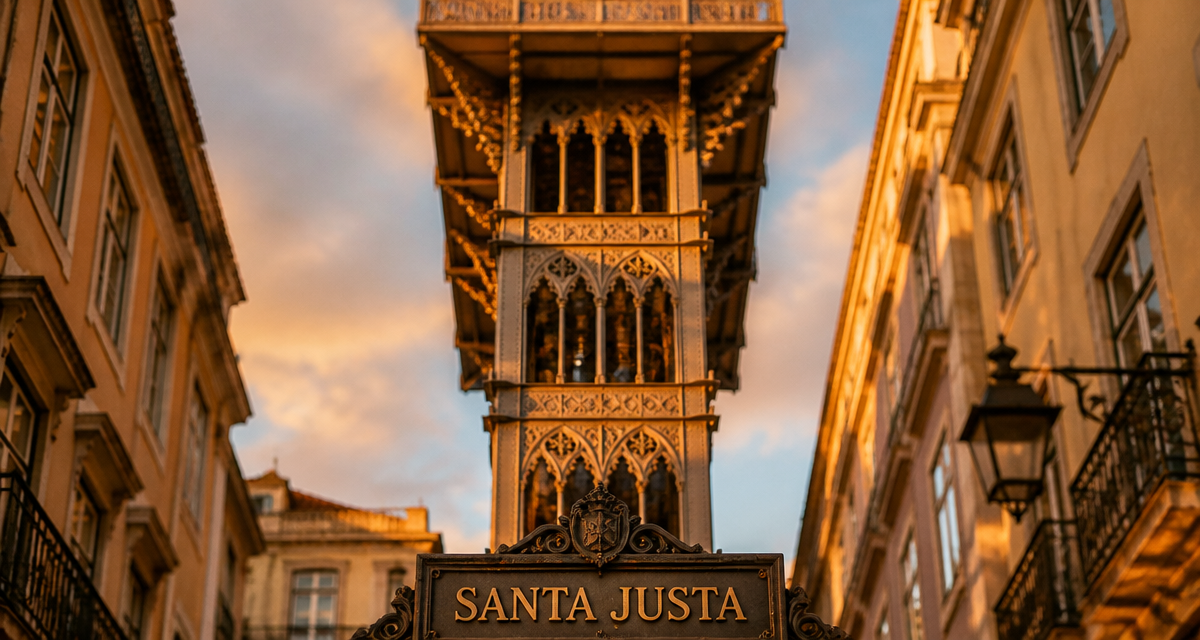 ascenseur de santa justa fer forgé lisbonne