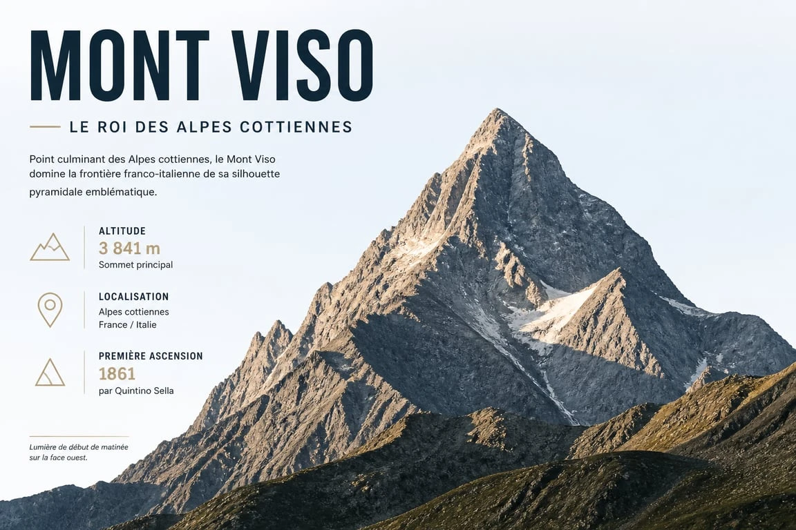 Vue panoramique du Mont Viso, le Roi de Pierre des Alpes cottiennes