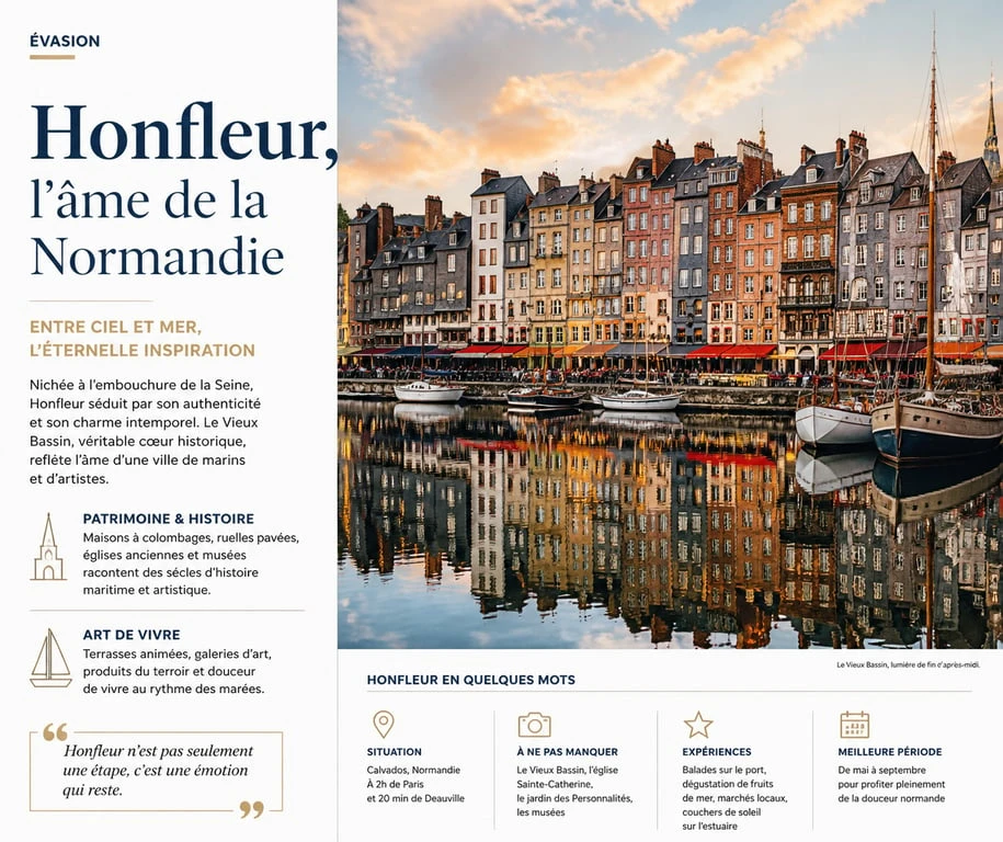 Vue pittoresque du Vieux Bassin de Honfleur, une des plus belles villes de Normandie