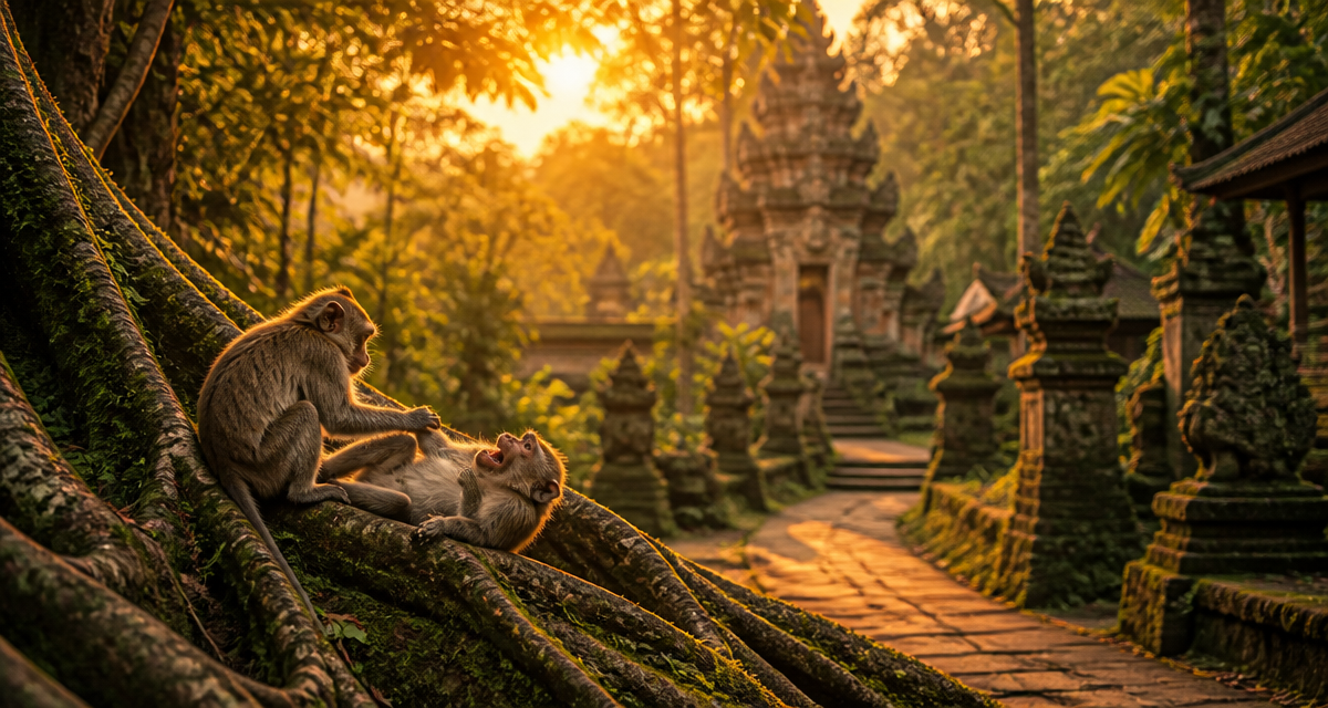 forêt des singes d'ubud temple et macaques