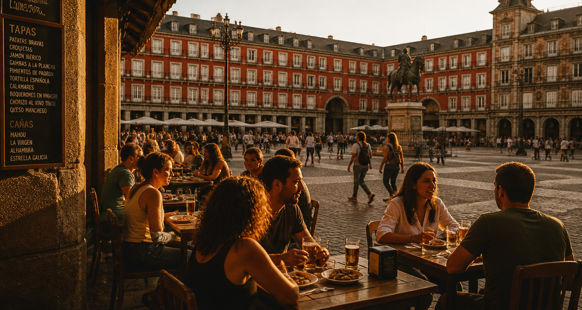que faire a madrid terrasse plaza mayor coucher de soleil