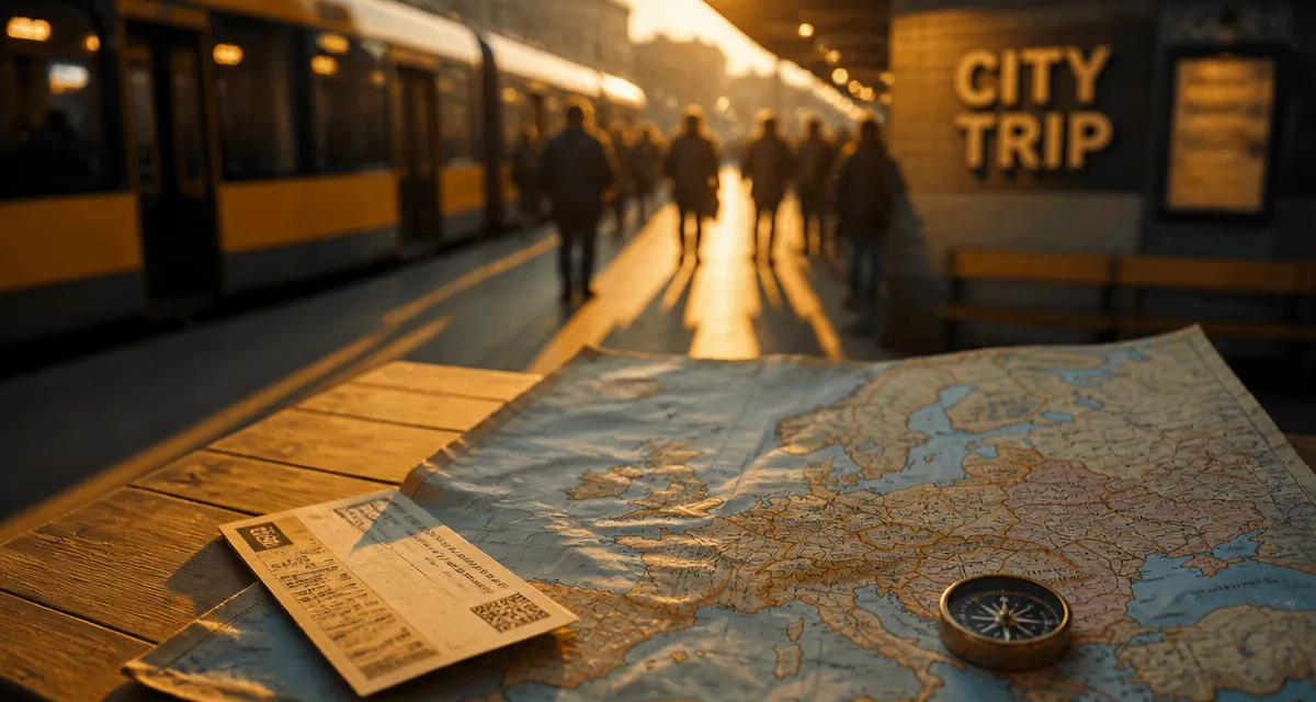 Visiter une capitale européenne : carte, billet de train et boussole