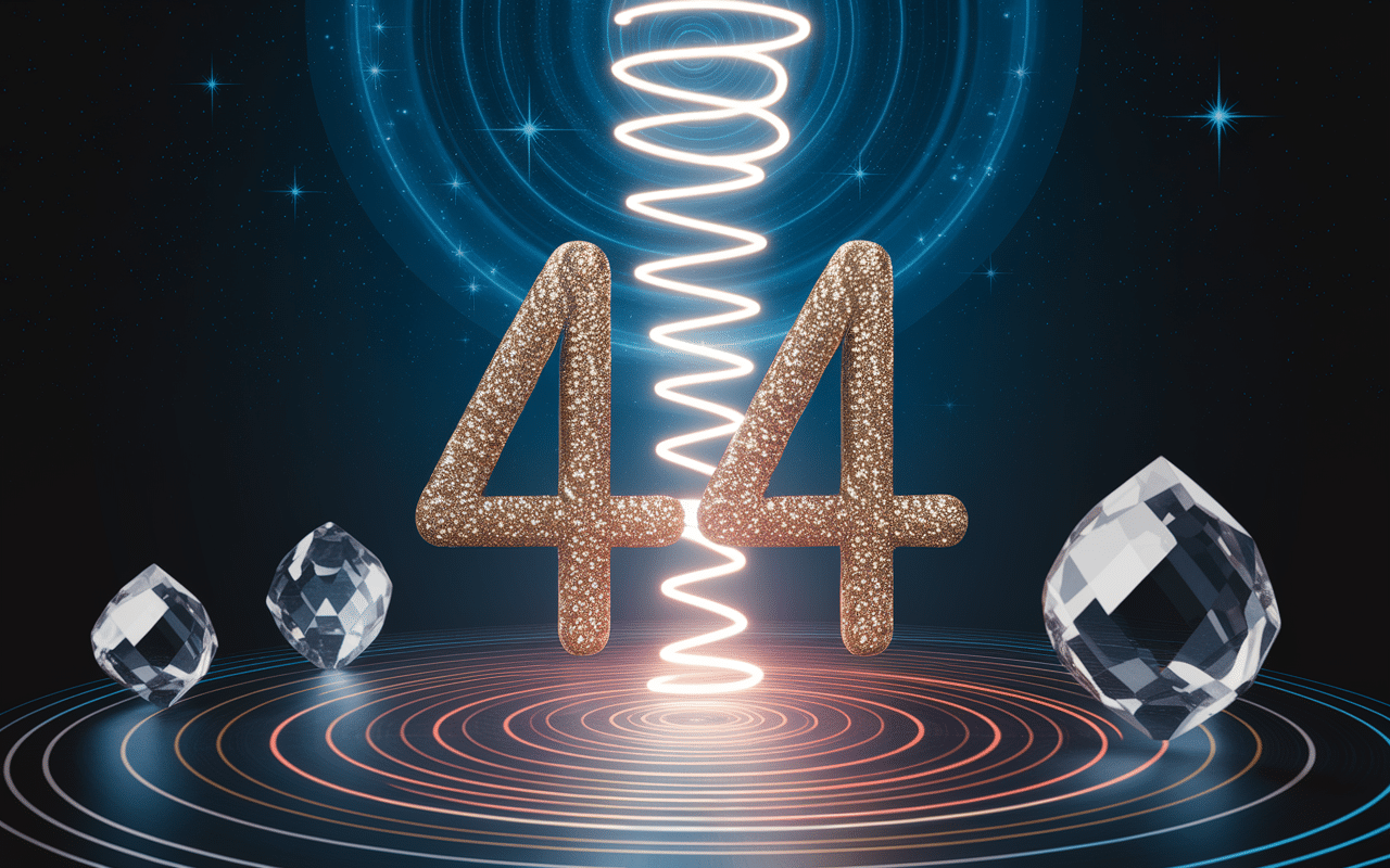 Chiffre 44 or avec spirale lumineuse et energie vibratoire cosmique