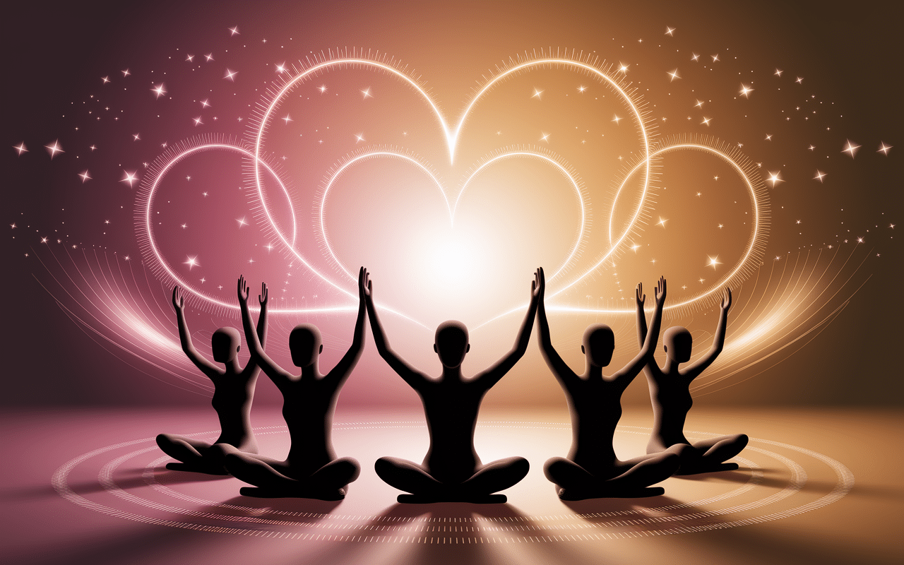 Silhouettes humaines cercle avec cœurs pour chiffre 66