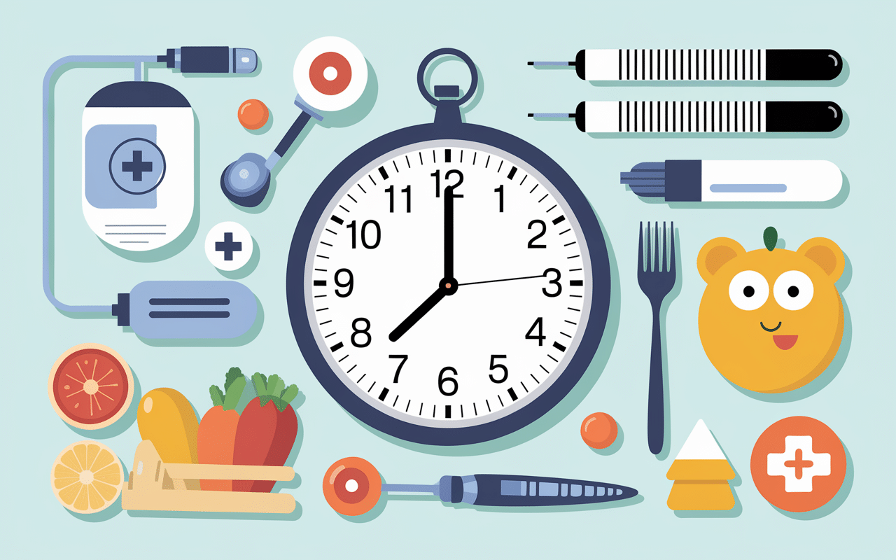 horloge 8h element medicaux symbole nourriture prise de sang à jeun