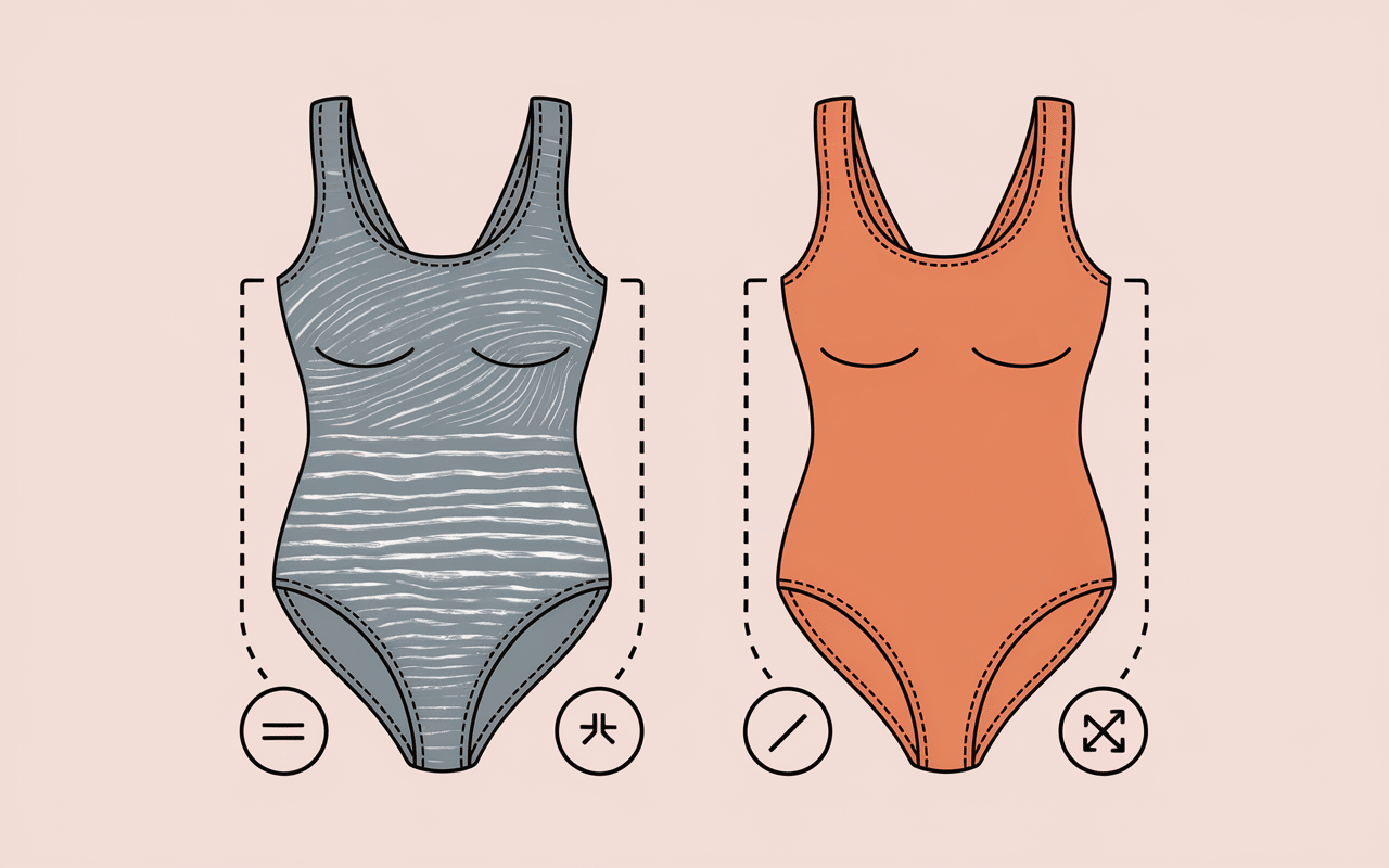 Comparaison maillot bain trop petit et ajusté