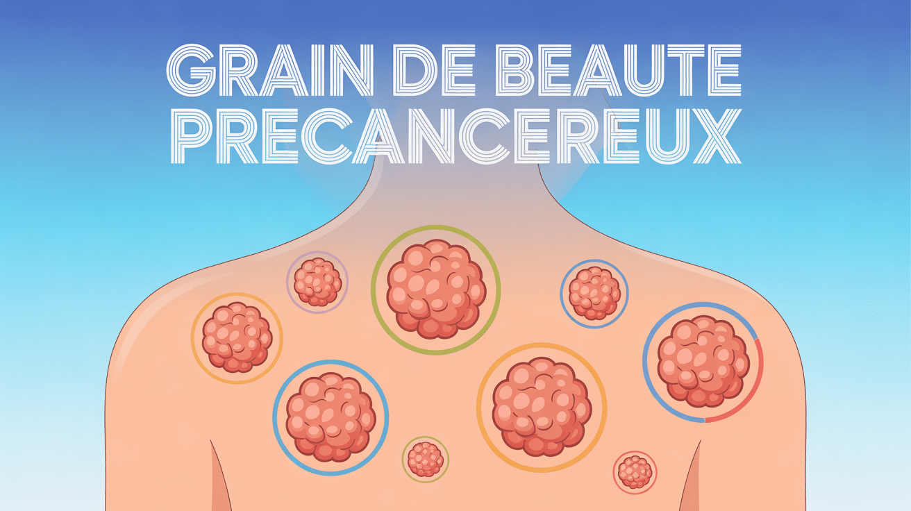 Illustration de grains de beauté précancéreux sur peau humaine