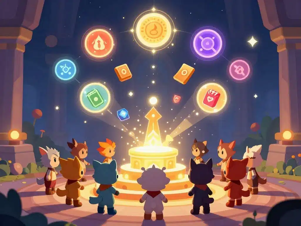 Joueurs Dofus autour de l'autel almanax du jour et récompenses