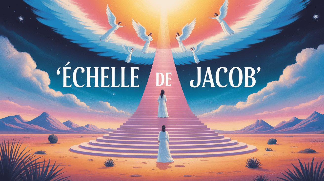 Illustration l'échelle de jacob blog anges, échelle lumineuse ciel terre