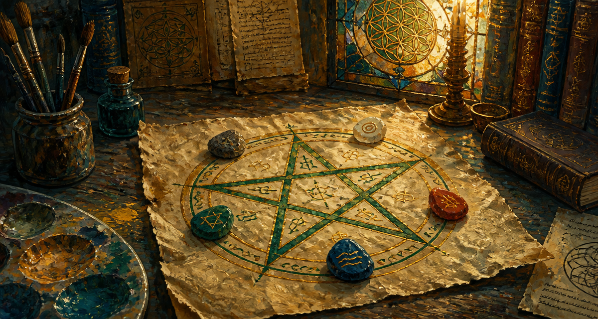 signification pentagramme symbole sur parchemin