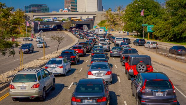 Los Angeles, California, USA, JUNE, 15, 2018: Rush hour with cars and generic vehicles - Traffic jam in Los Angeles downtown, real life transportation concept in Usa. — Photo by pxhidalgo