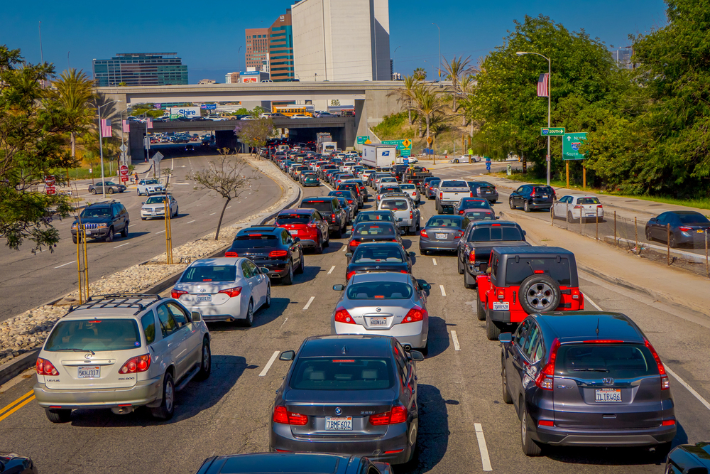 Los Angeles, California, USA, JUNE, 15, 2018: Rush hour with cars and generic vehicles - Traffic jam in Los Angeles downtown, real life transportation concept in Usa. — Photo by pxhidalgo