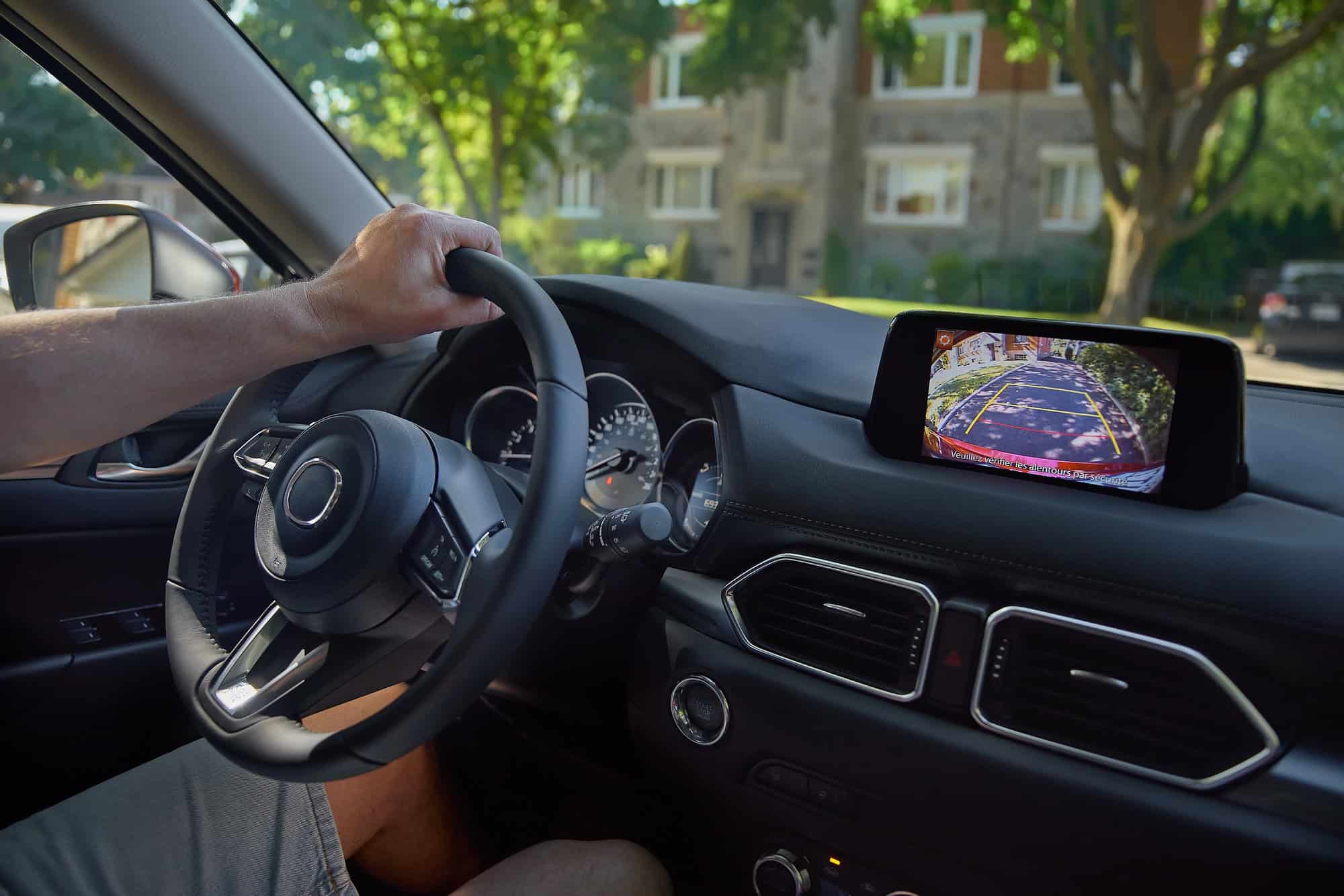 Rear View Monitor for car reverse system. Rear area image showing to driver by video camera at rear area to help for parking and prevent accident.