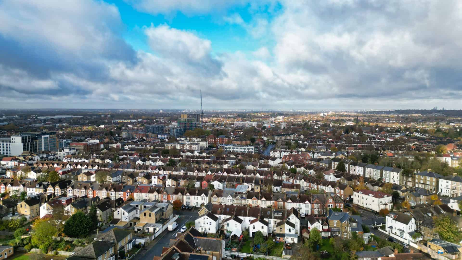 High Angle View of West Croydon London City of England Great Britain