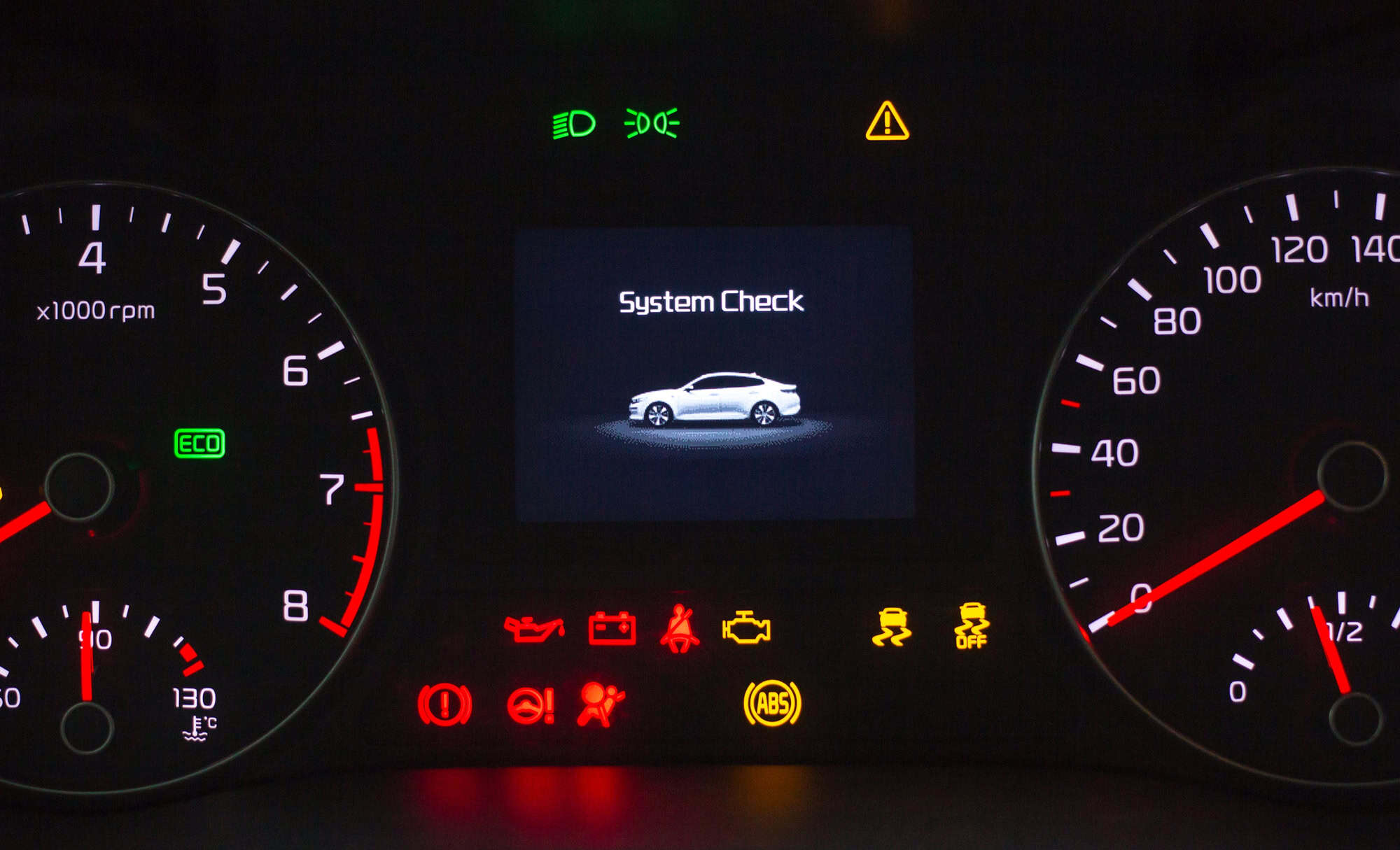 Speedometer and tachometer with additional instruments