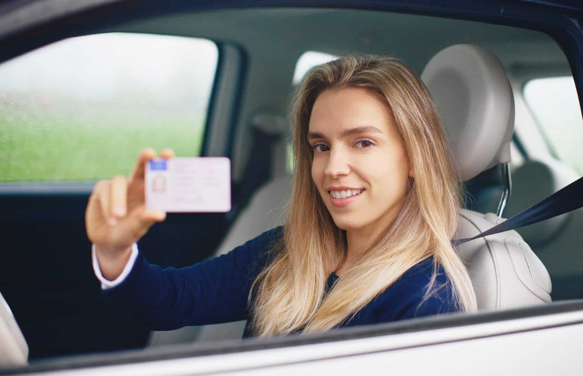 Woman with a driving license