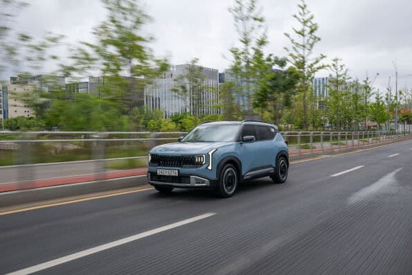 2026 Kia Seltos Hybrid SUV in white with new bold front-end design
