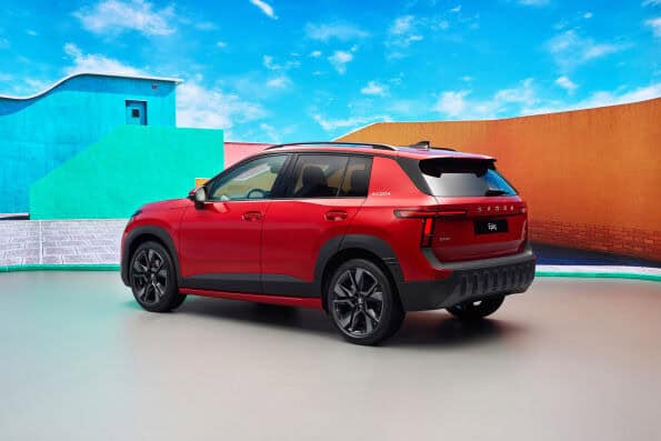 Skoda Epiq electric SUV rear three-quarter view
