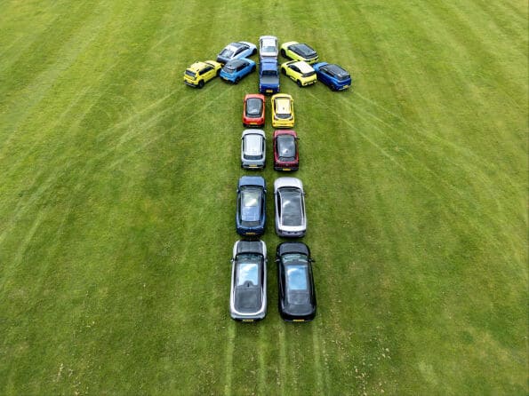 Battery electric cars lined up at SMMT Test Day 2026 in Bedfordshire